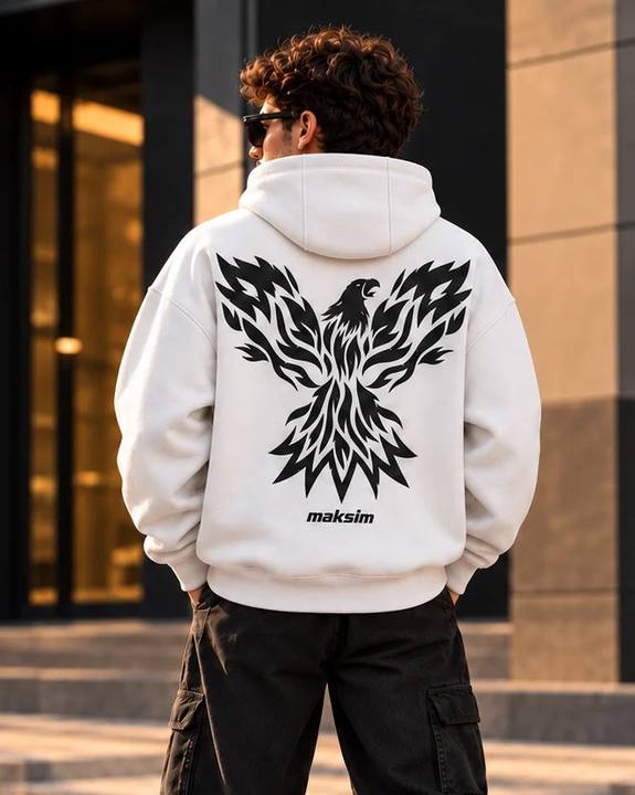 ILEERA® Premium Cotton Phoenix Front & Back Print Hoodie