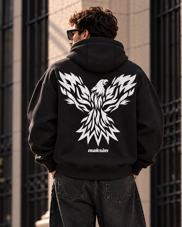 ILEERA® Premium Cotton Phoenix Front & Back Print Hoodie