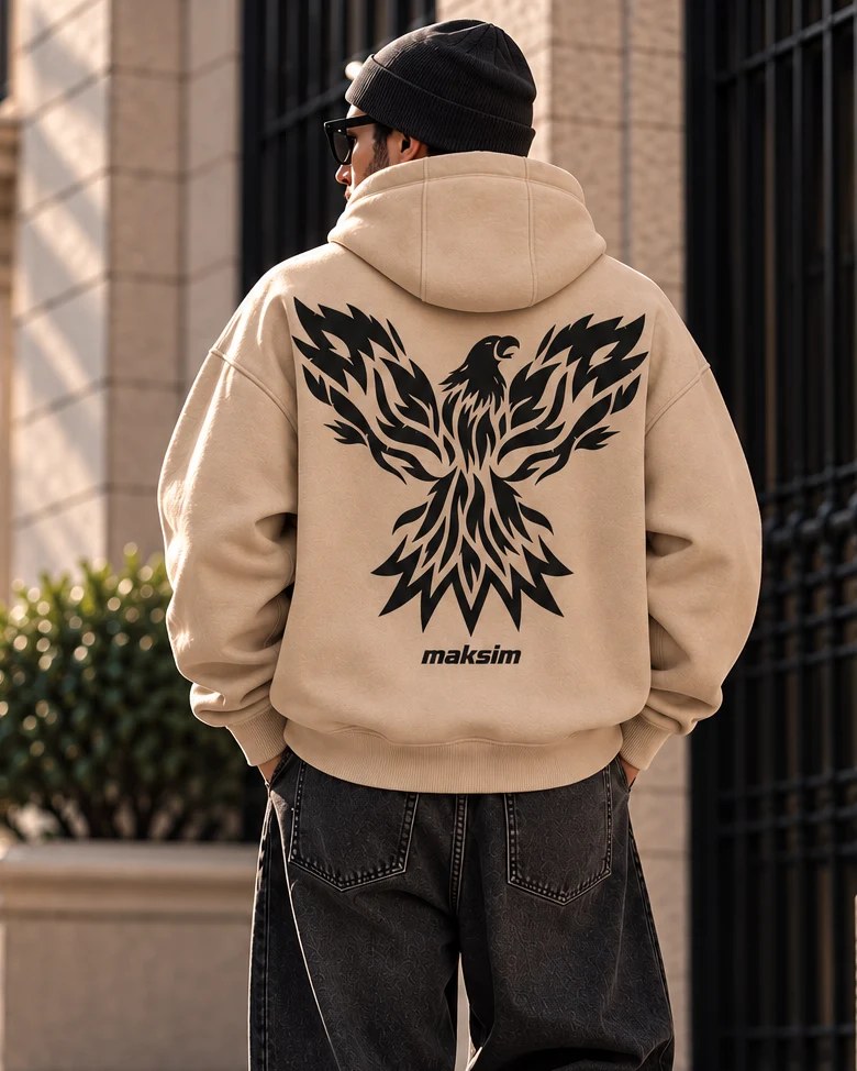 ILEERA® Premium Cotton Phoenix Front & Back Print Hoodie