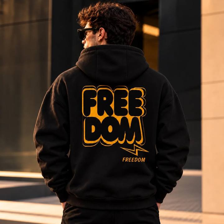 ILEERA® Premium Cotton Freedom Lightning Front & Back Print Hoodie