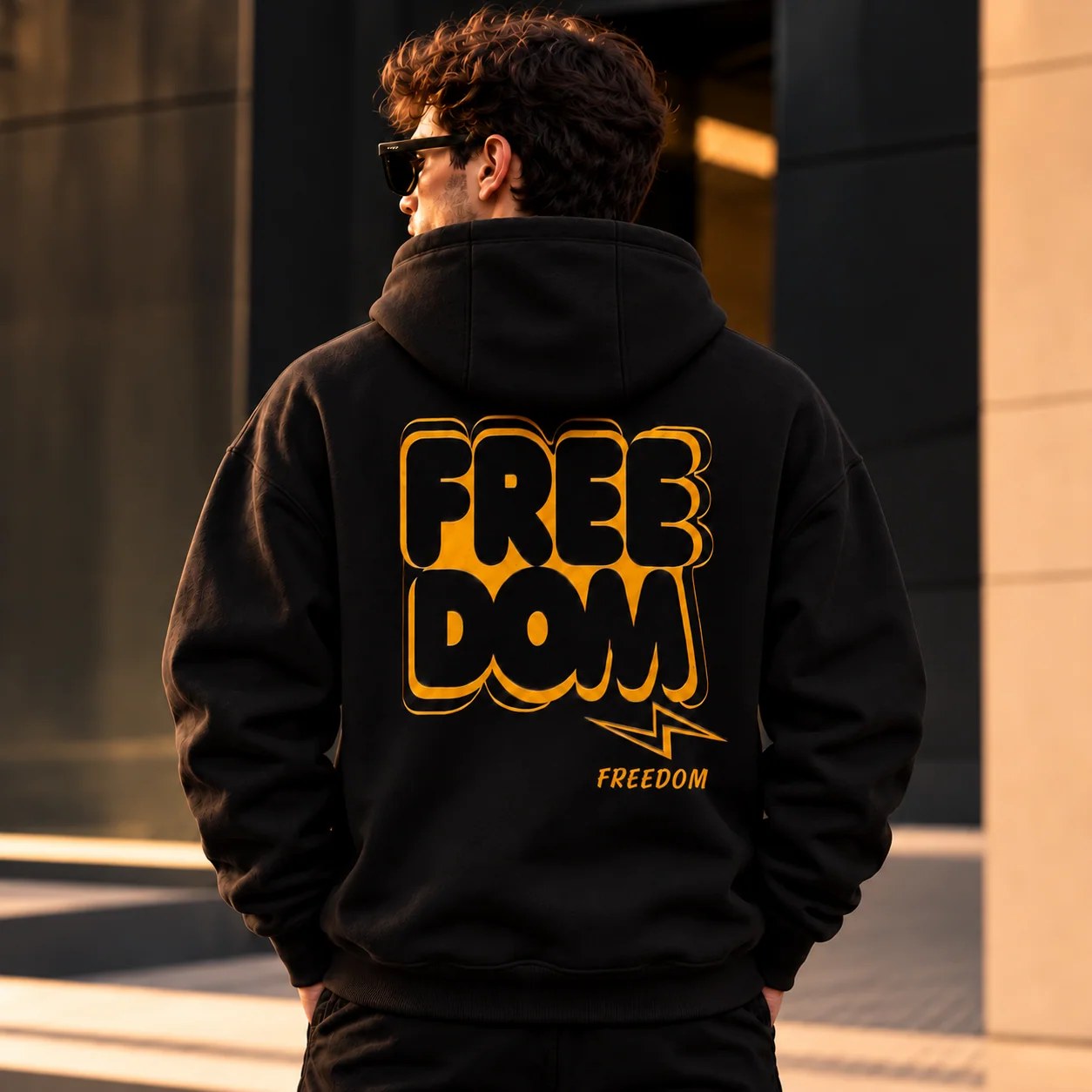 ILEERA® Premium Cotton Freedom Lightning Front & Back Print Hoodie