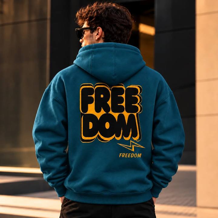 ILEERA® Premium Cotton Freedom Lightning Front & Back Print Hoodie