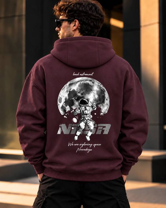 ILEERA® Premium Cotton Lunar Astronaut Back Print Hoodie