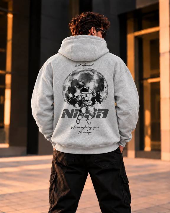 ILEERA® Premium Cotton Lunar Astronaut Back Print Hoodie