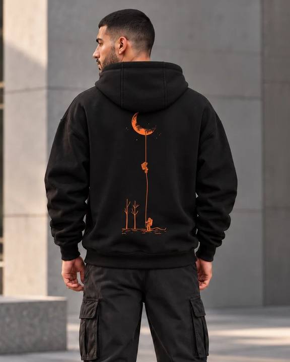 ILEERA® Premium Cotton Moon Explorer Front & Back Print Hoodie