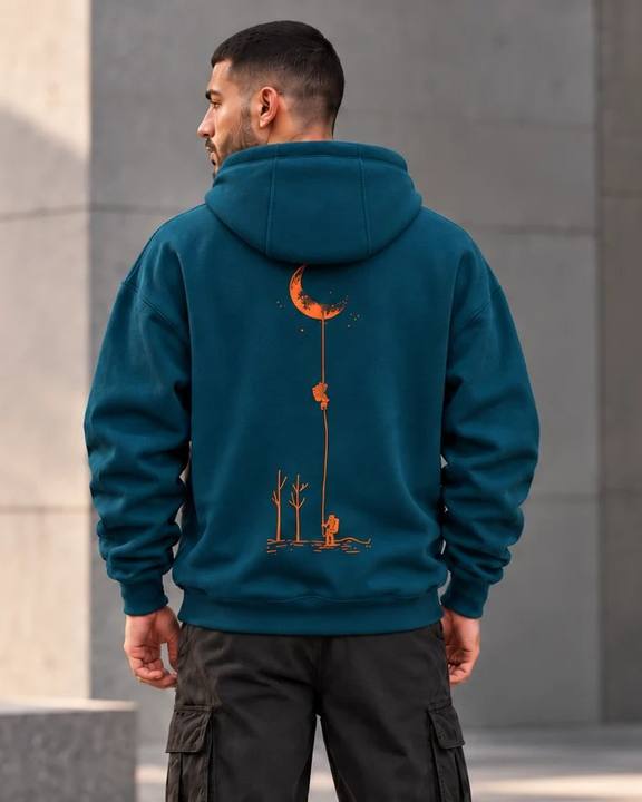 ILEERA® Premium Cotton Moon Explorer Front & Back Print Hoodie