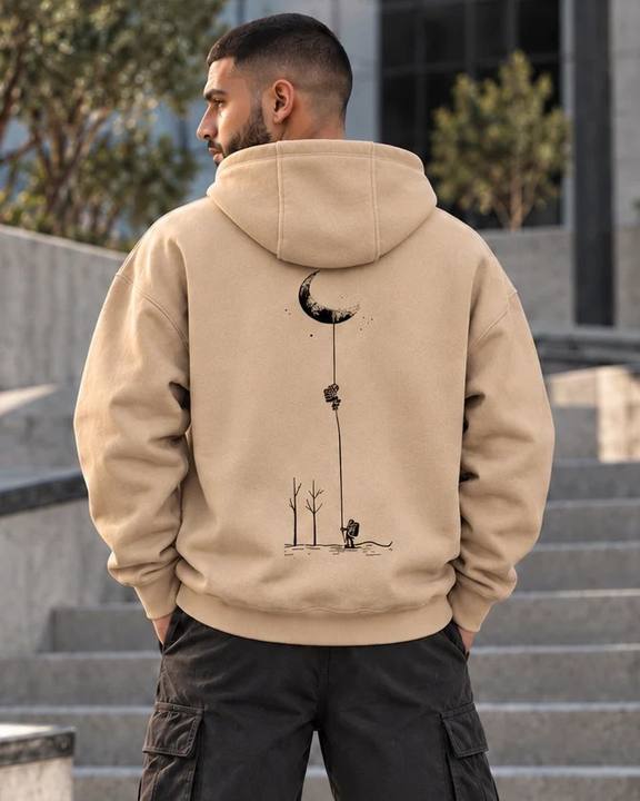 ILEERA® Premium Cotton Moon Explorer Front & Back Print Hoodie