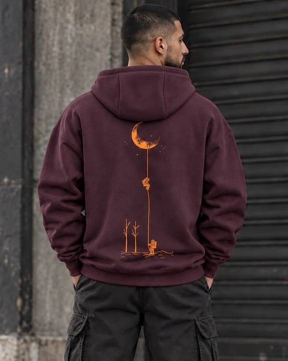 ILEERA® Premium Cotton Moon Explorer Front & Back Print Hoodie