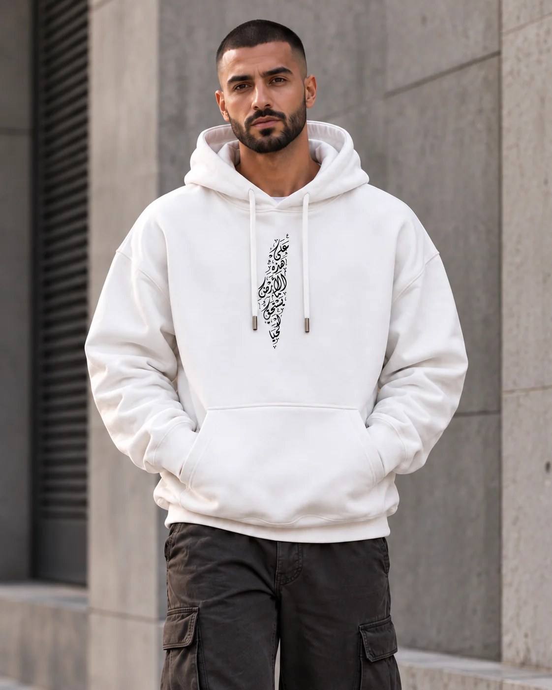 ILEERA® Premium Cotton Palestine Arabic Calligraphy Chest Print Hoodie