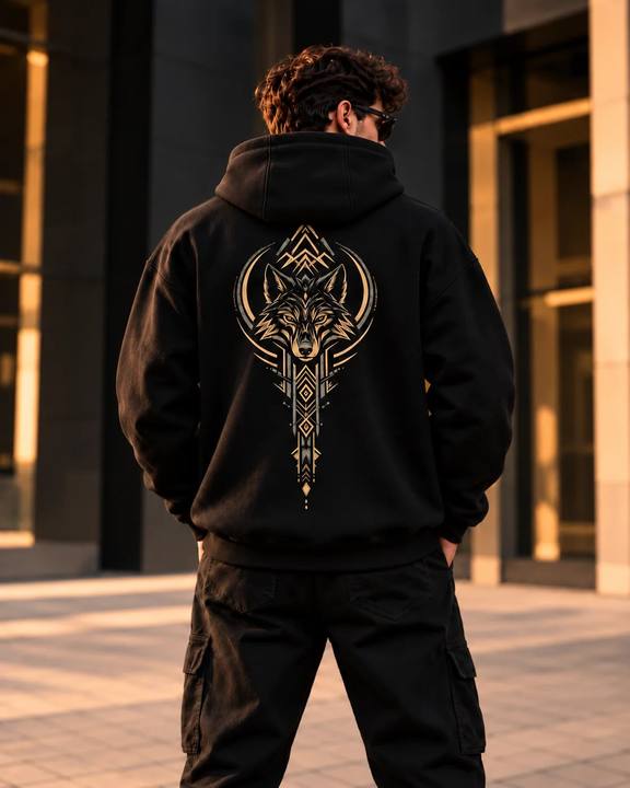 ILEERA® Premium Cotton Wolf Spirit Front & Back Print Hoodie