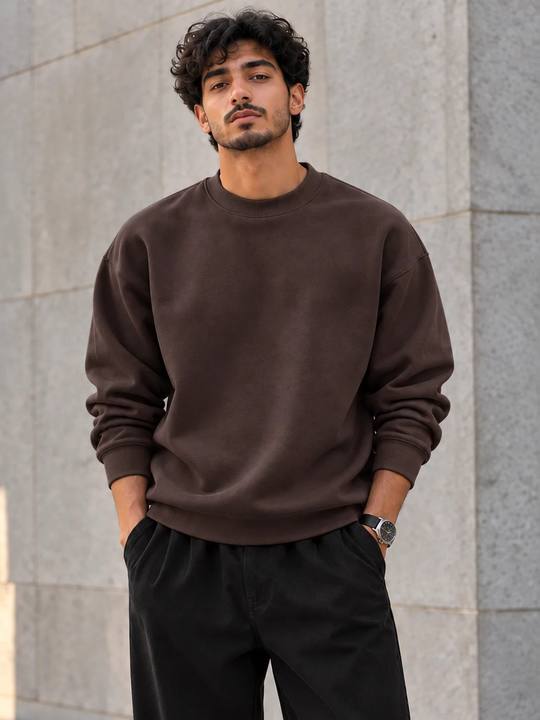 ILEERA® Premium Cotton Oversized Essential Crewneck Sweatshirt