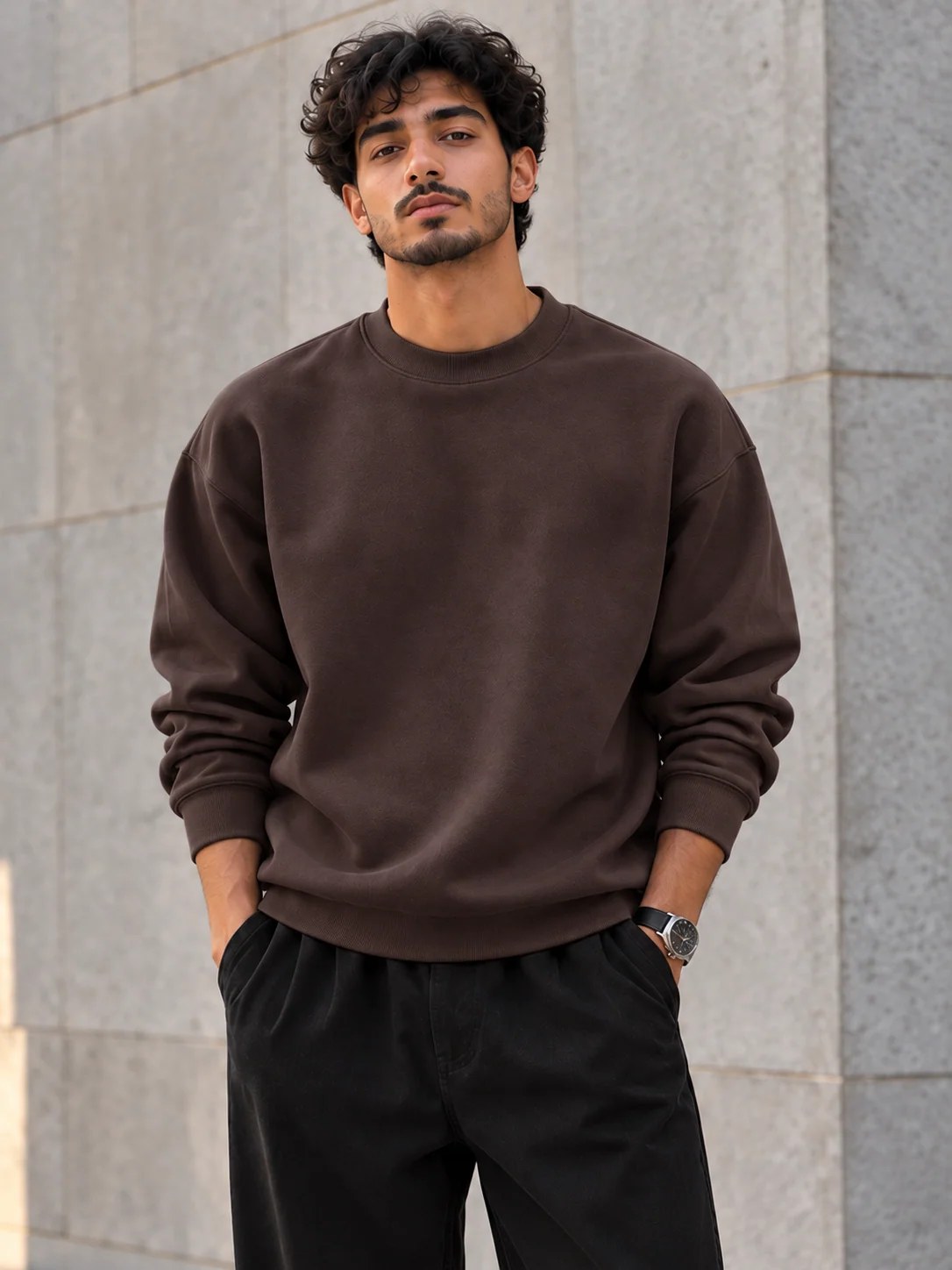 ILEERA® Premium Cotton Oversized Essential Crewneck Sweatshirt