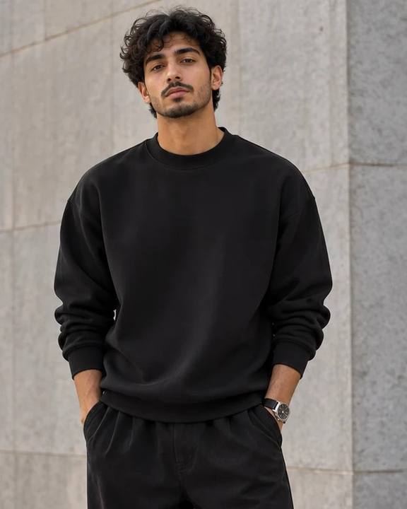 ILEERA® Premium Cotton Oversized Essential Crewneck Sweatshirt