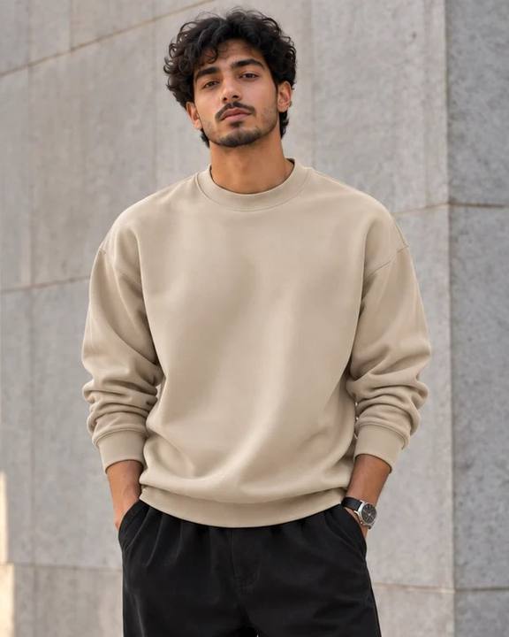 ILEERA® Premium Cotton Oversized Essential Crewneck Sweatshirt