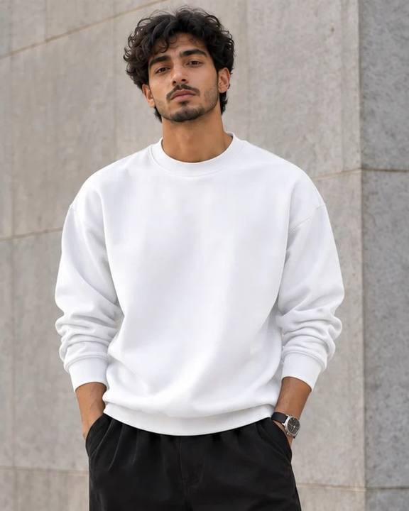 ILEERA® Premium Cotton Oversized Essential Crewneck Sweatshirt