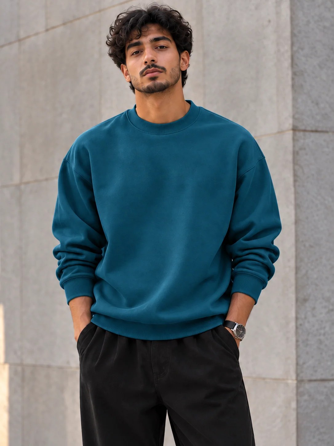 ILEERA® Premium Cotton Oversized Essential Crewneck Sweatshirt