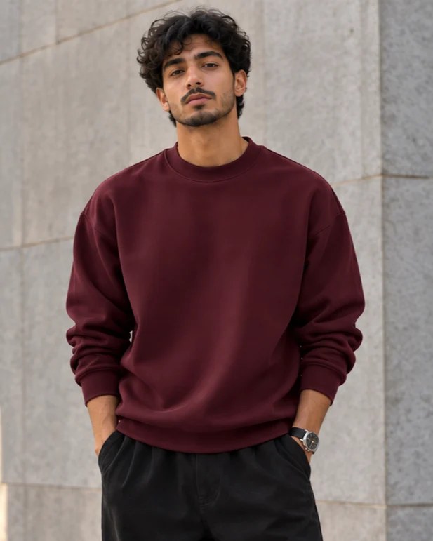 ILEERA® Premium Cotton Oversized Essential Crewneck Sweatshirt