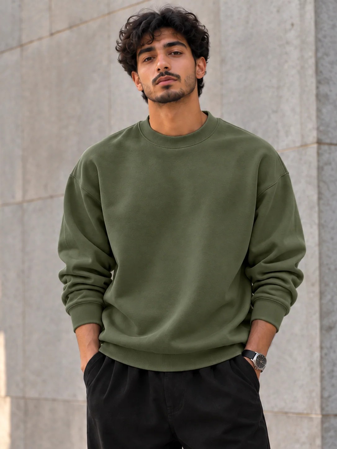 ILEERA® Premium Cotton Oversized Essential Crewneck Sweatshirt