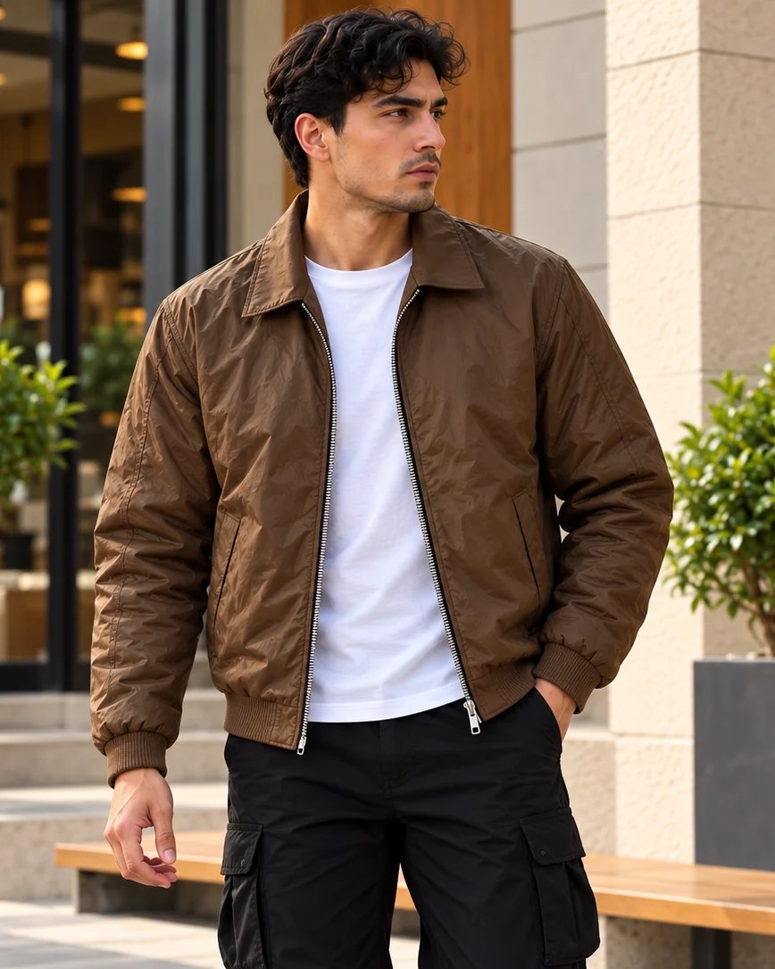 ILEERA® Essential Zip-Up Collared Bomber Jacket