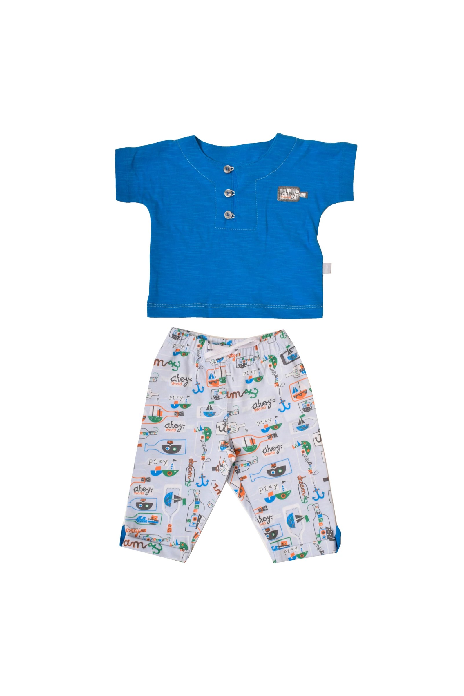 Printed Short Sleeve Pajamas Set