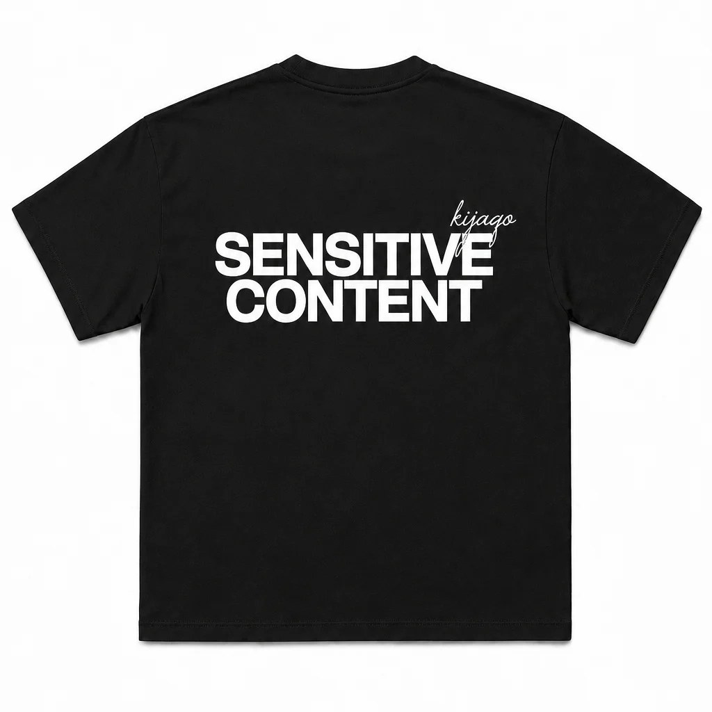 Black "Sensitive Content" Oversized T-Shirt