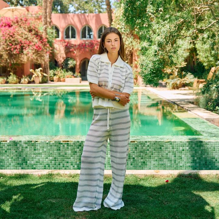 Light Grey Striped Knit Set