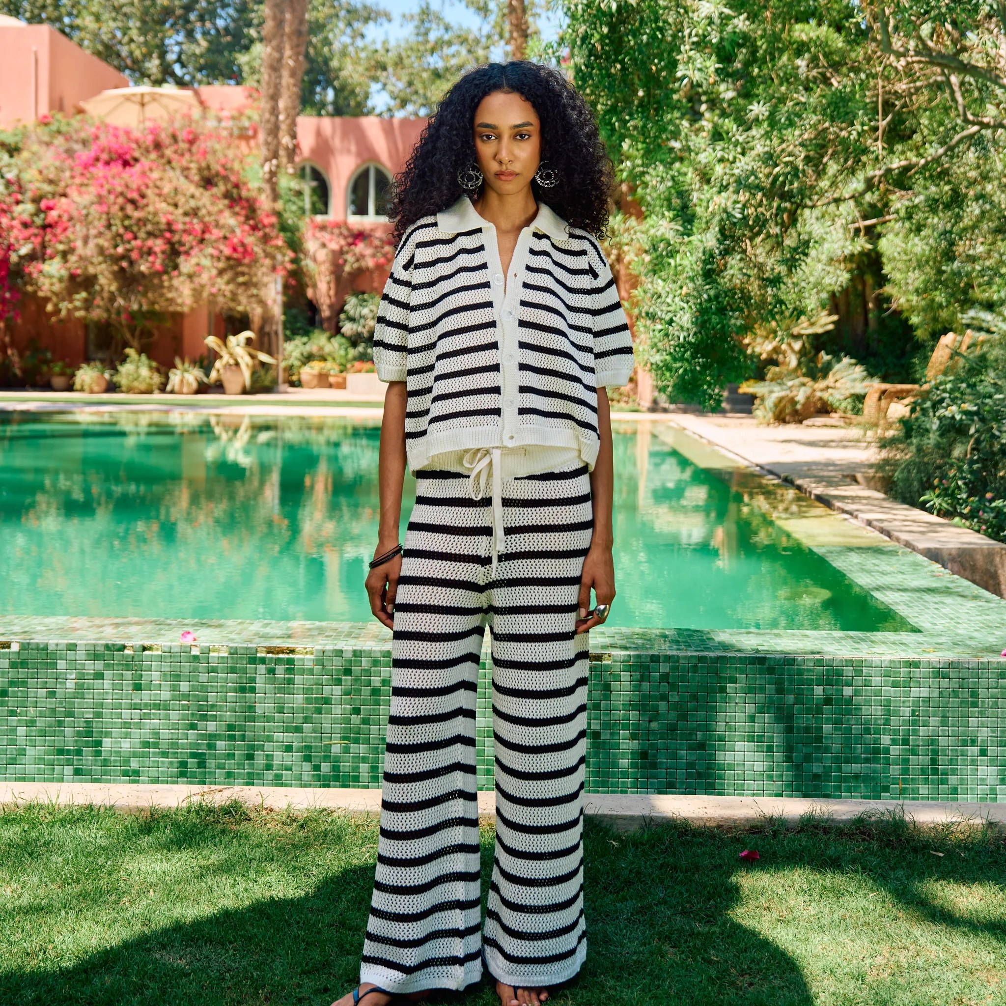 Black Striped Knit Set
