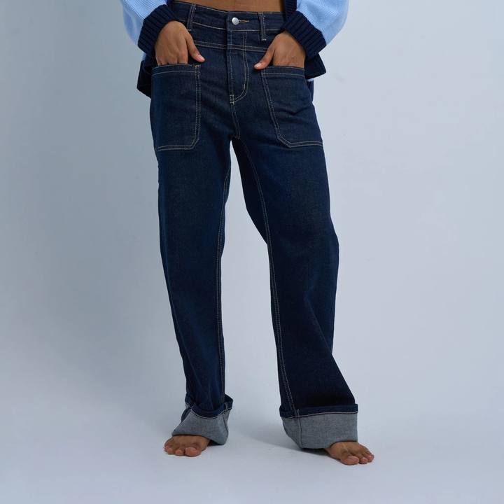Dark Blue Women's Jeans with Pockets
