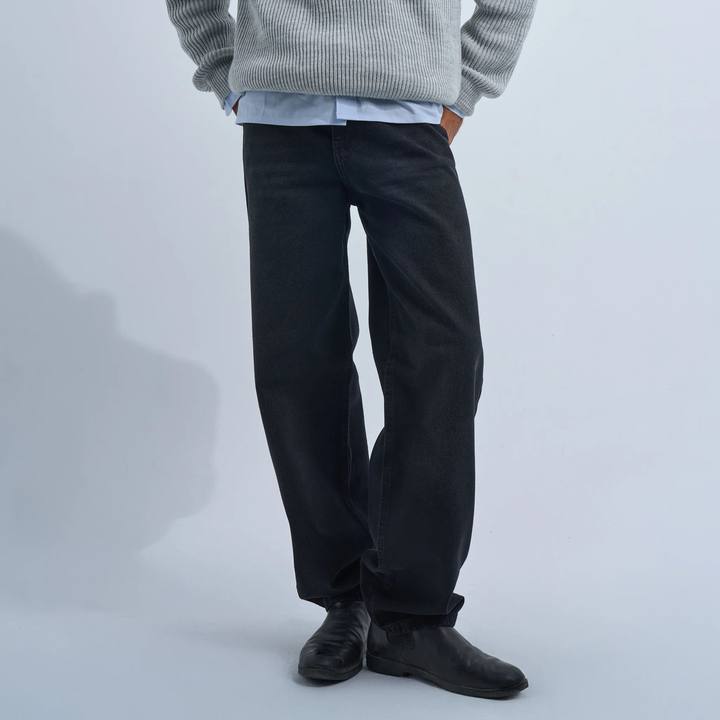 Black Men's Wide-leg Jeans