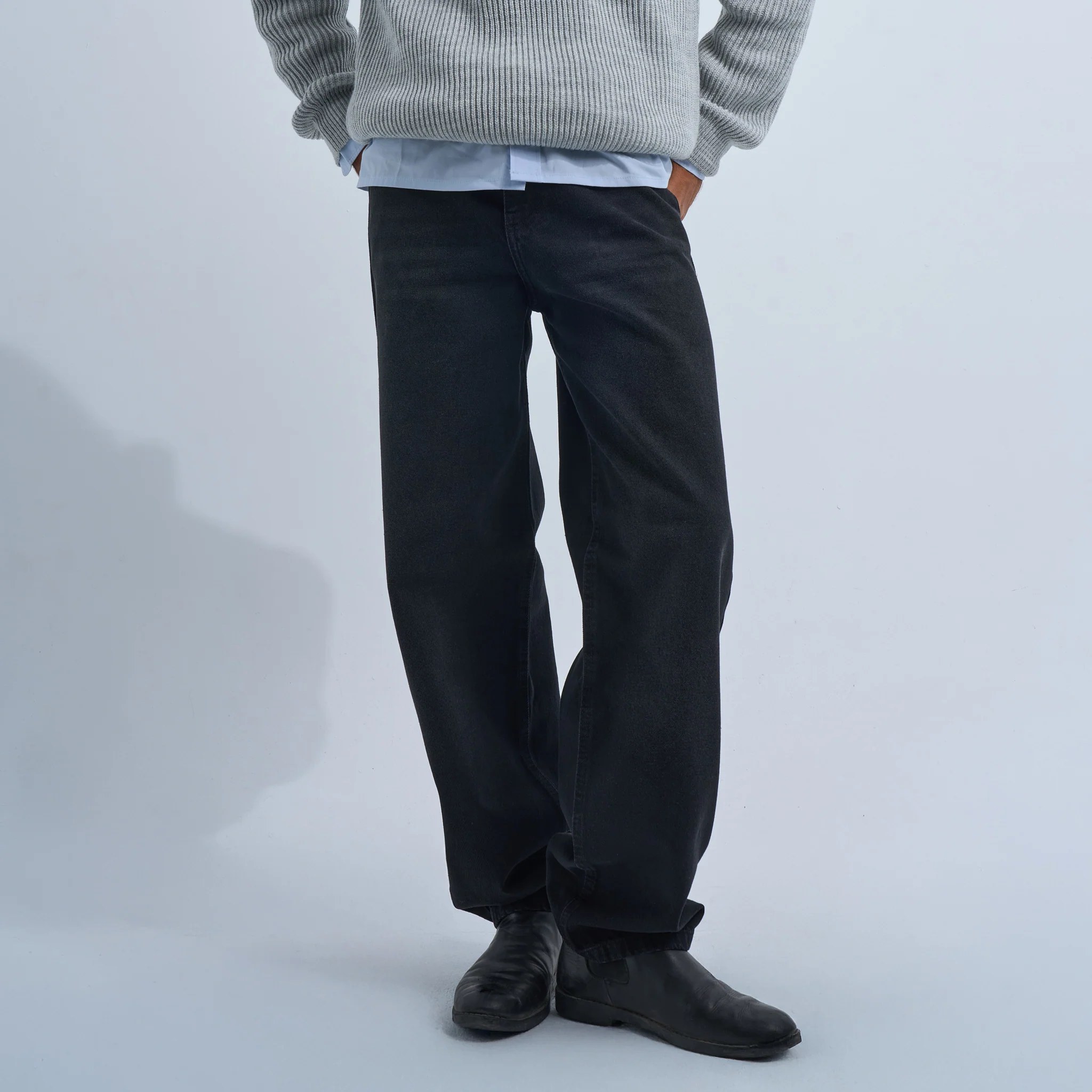 Black Men's Wide-leg Jeans