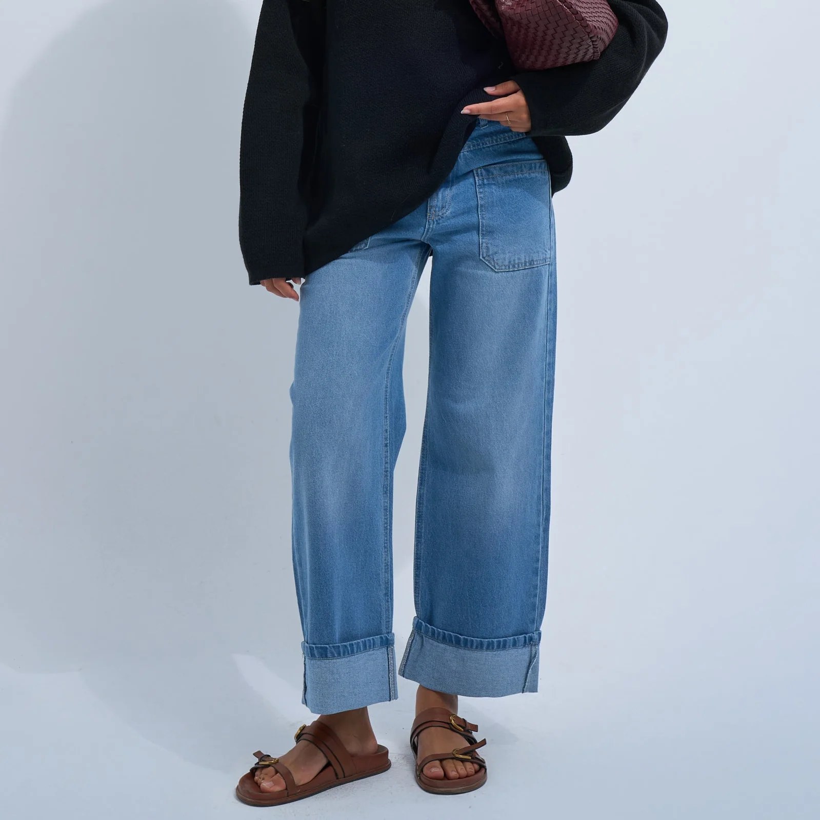 Light Blue Women's Jeans with Pockets