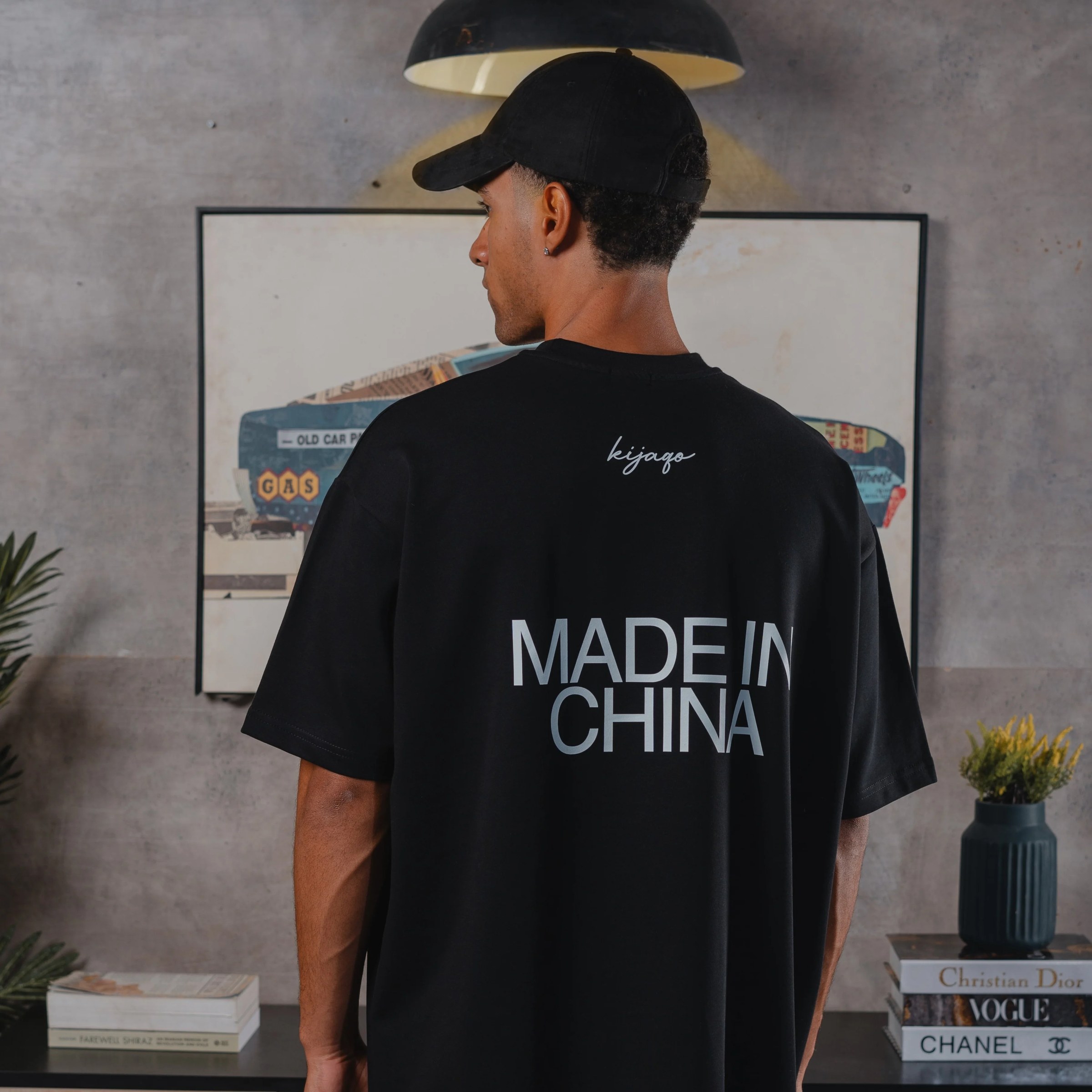 Black "Made In China" Oversized T-Shirt