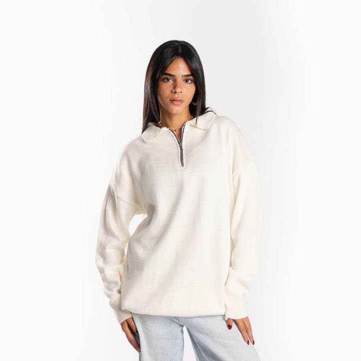 Cream Knit Polo Shirt