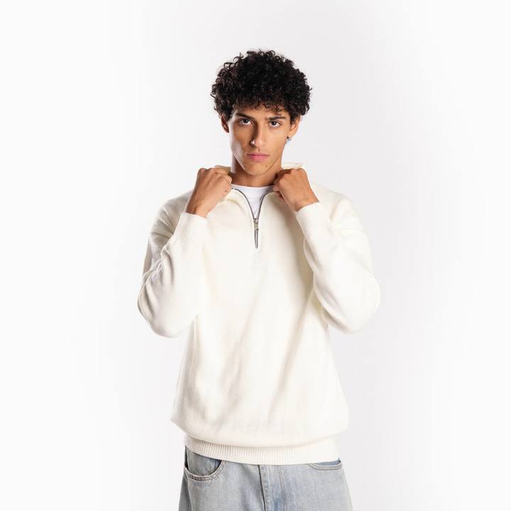 Cream Knit Polo Shirt