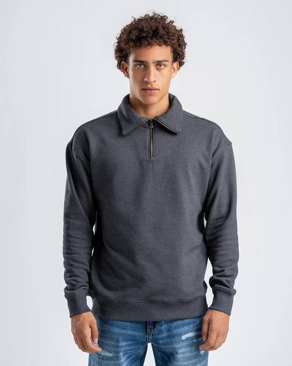 Dark Gray Sweatshirt with zip-up collar