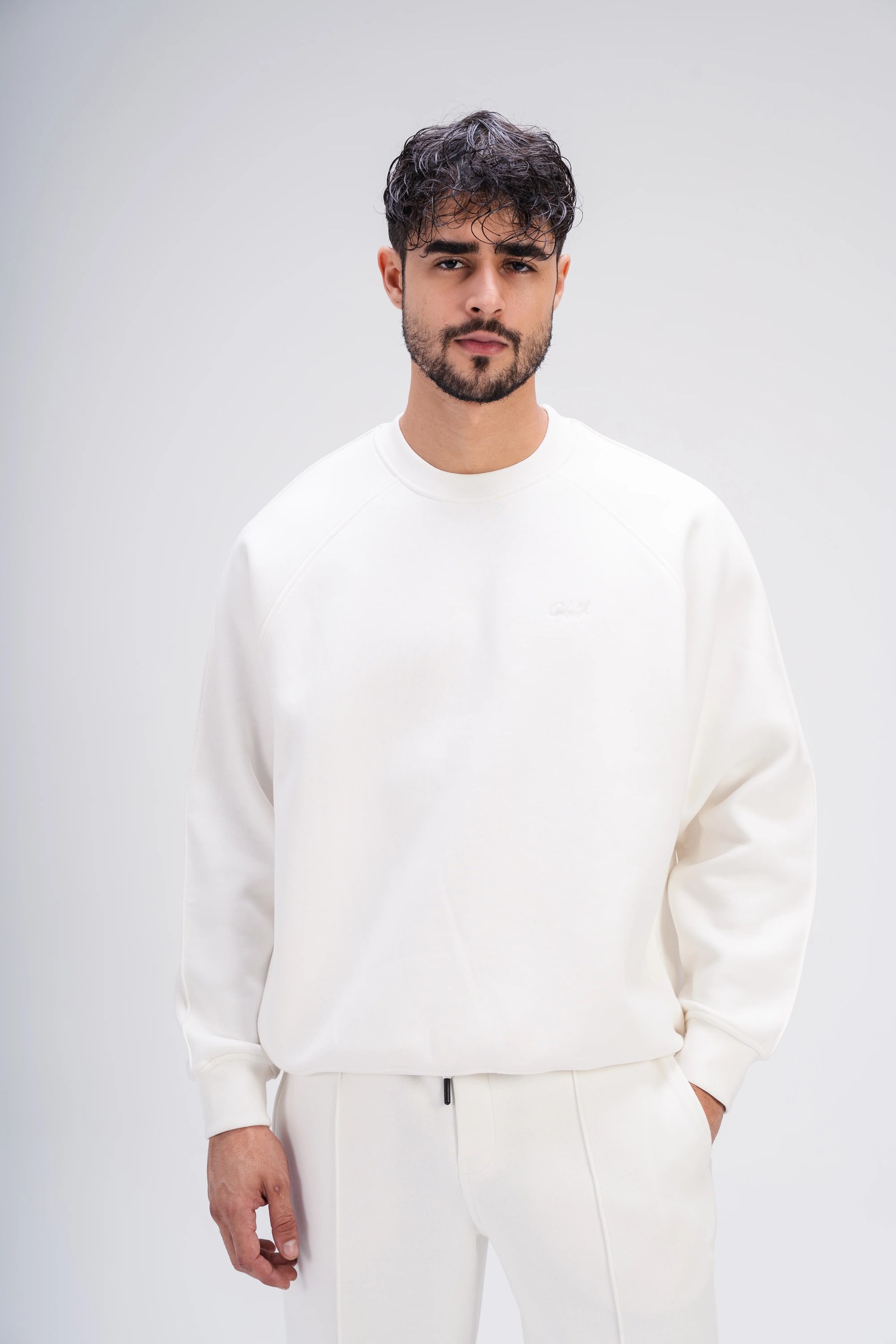 Crew Neck Sweatshirt in White
