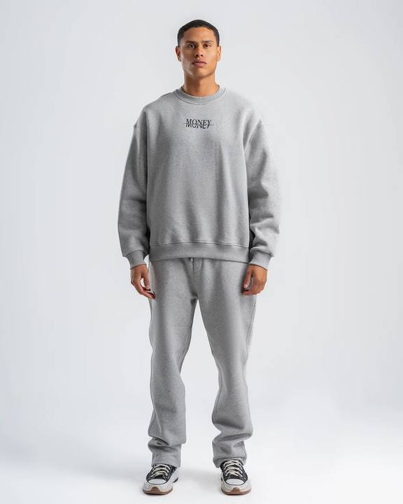 Men's Gray Basic Crew Neck Set