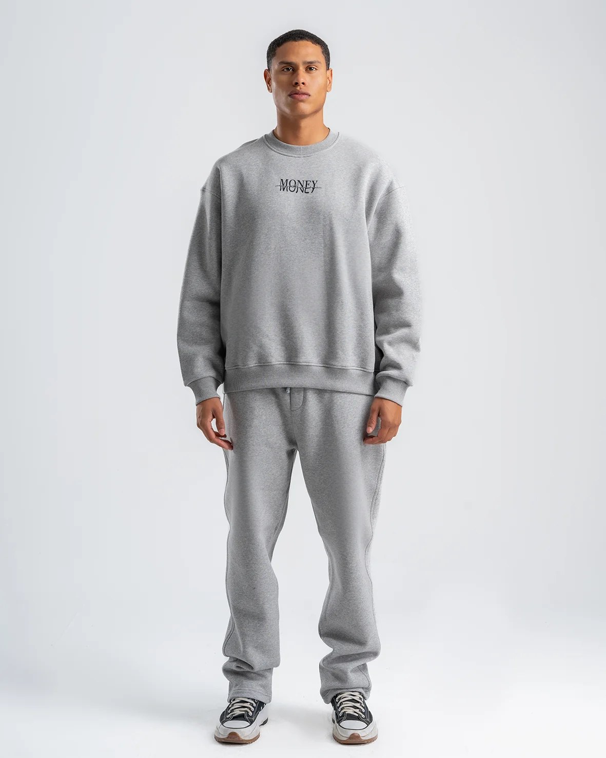 Men's Gray Basic Crew Neck Set