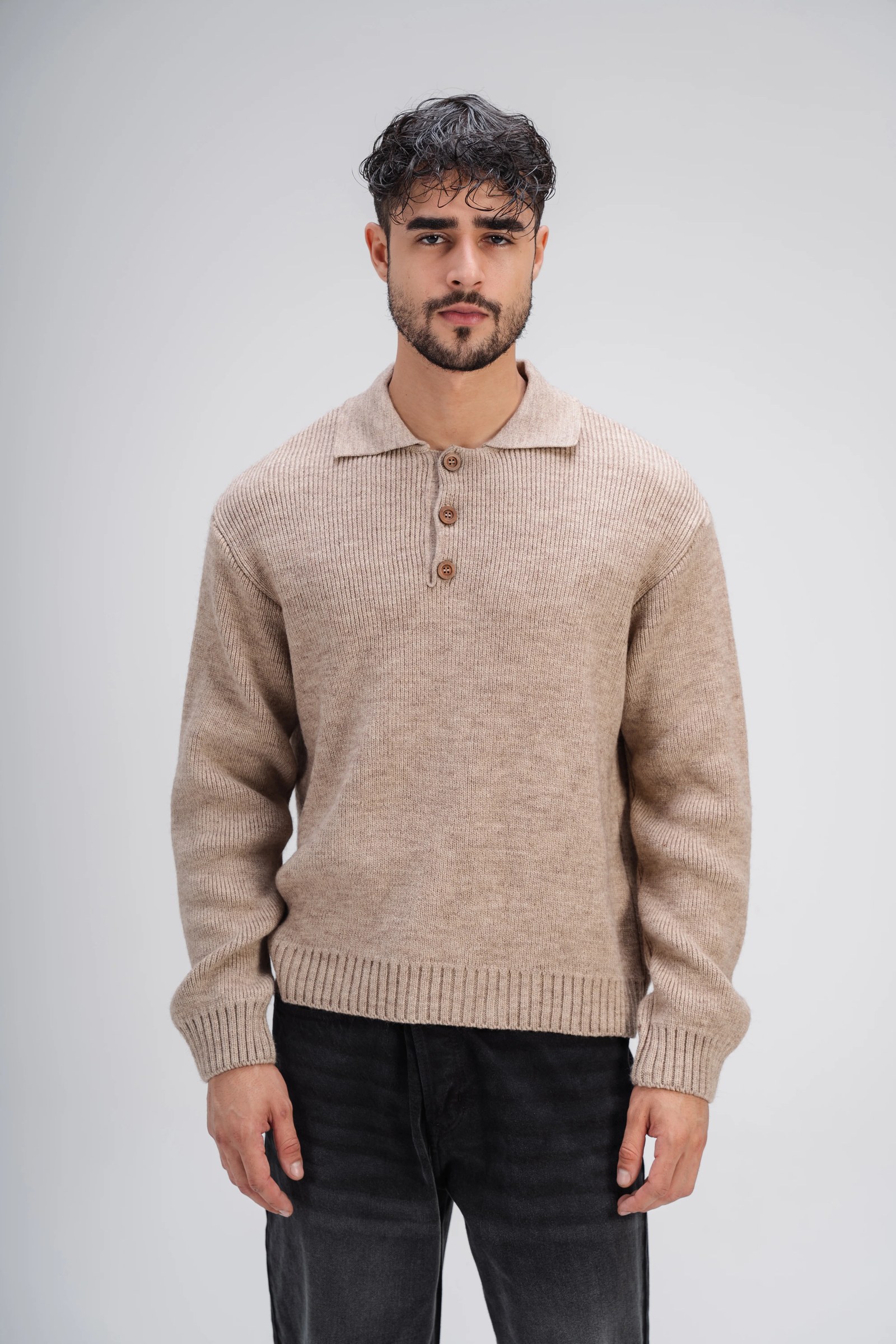 Knitted Sweater in Beige