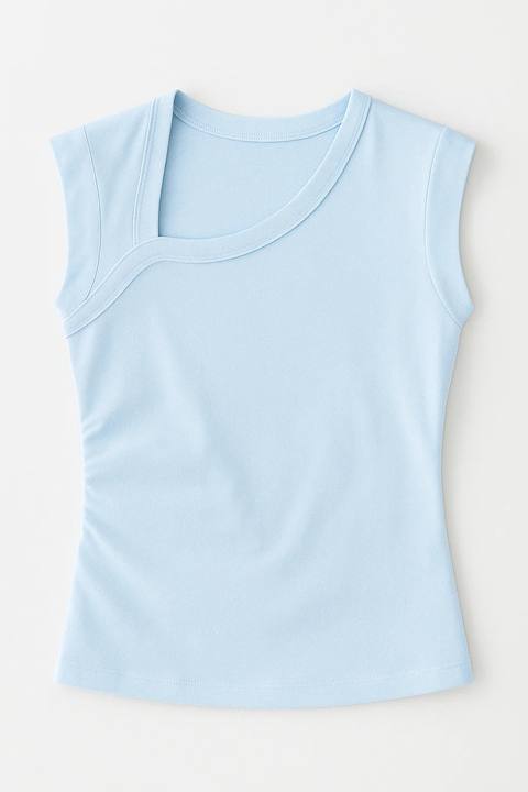 Quarter Sleeve Cropped Shirt - Sky Blue