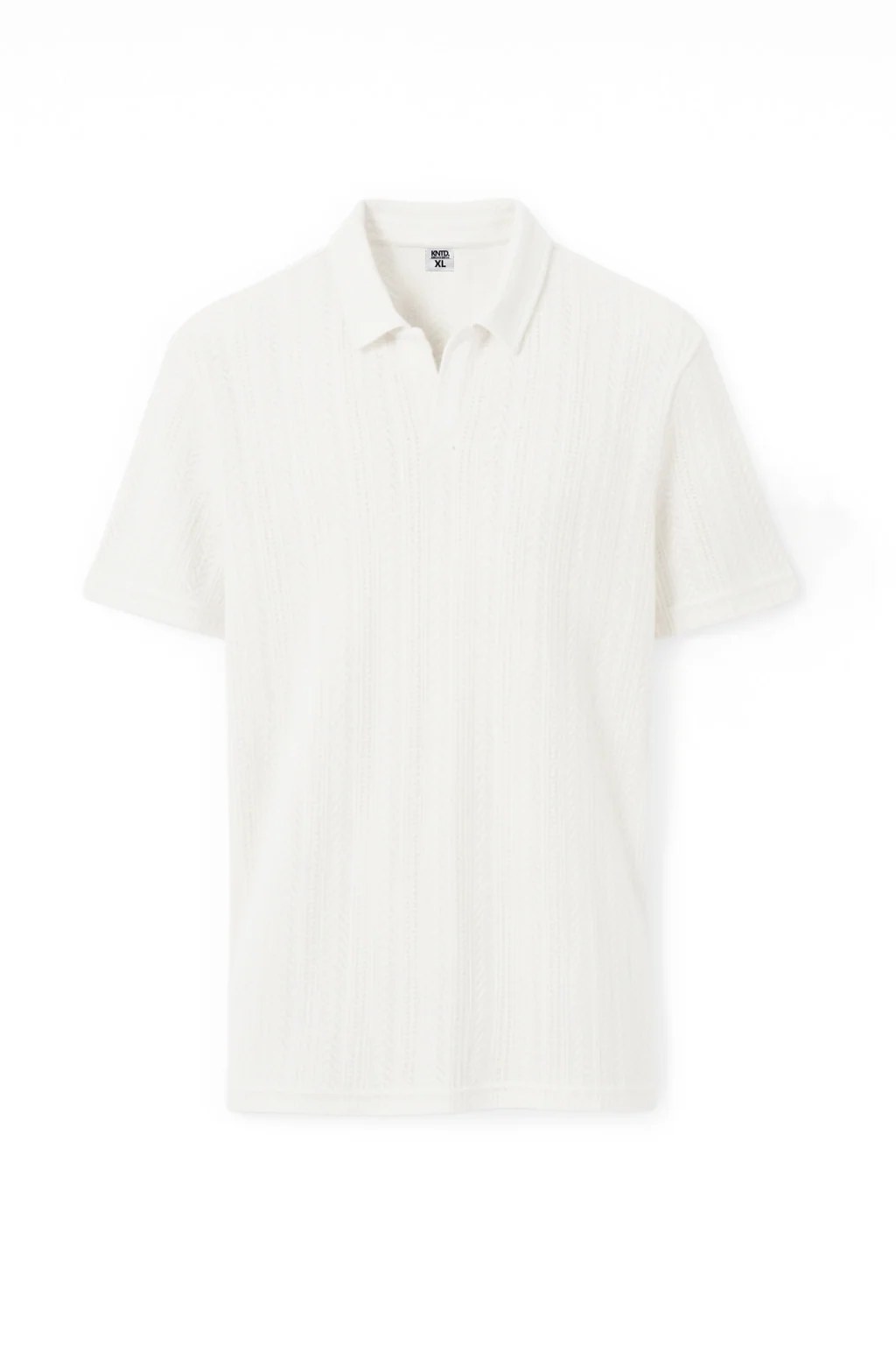 White polo T-shirt with a subtle pattern