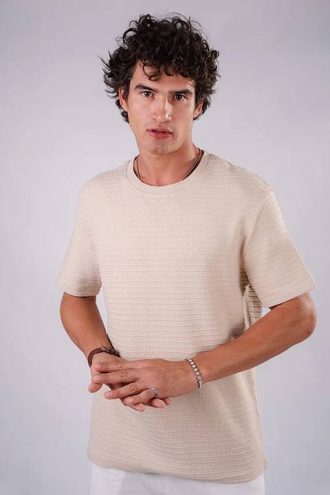 Everyday Textured T-shirt - Beige