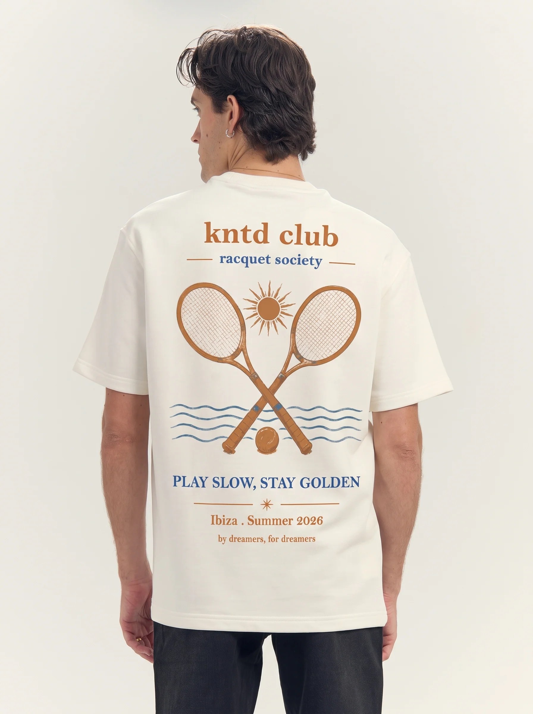 Men's Oversized "kntd club" Graphic Tee Off White