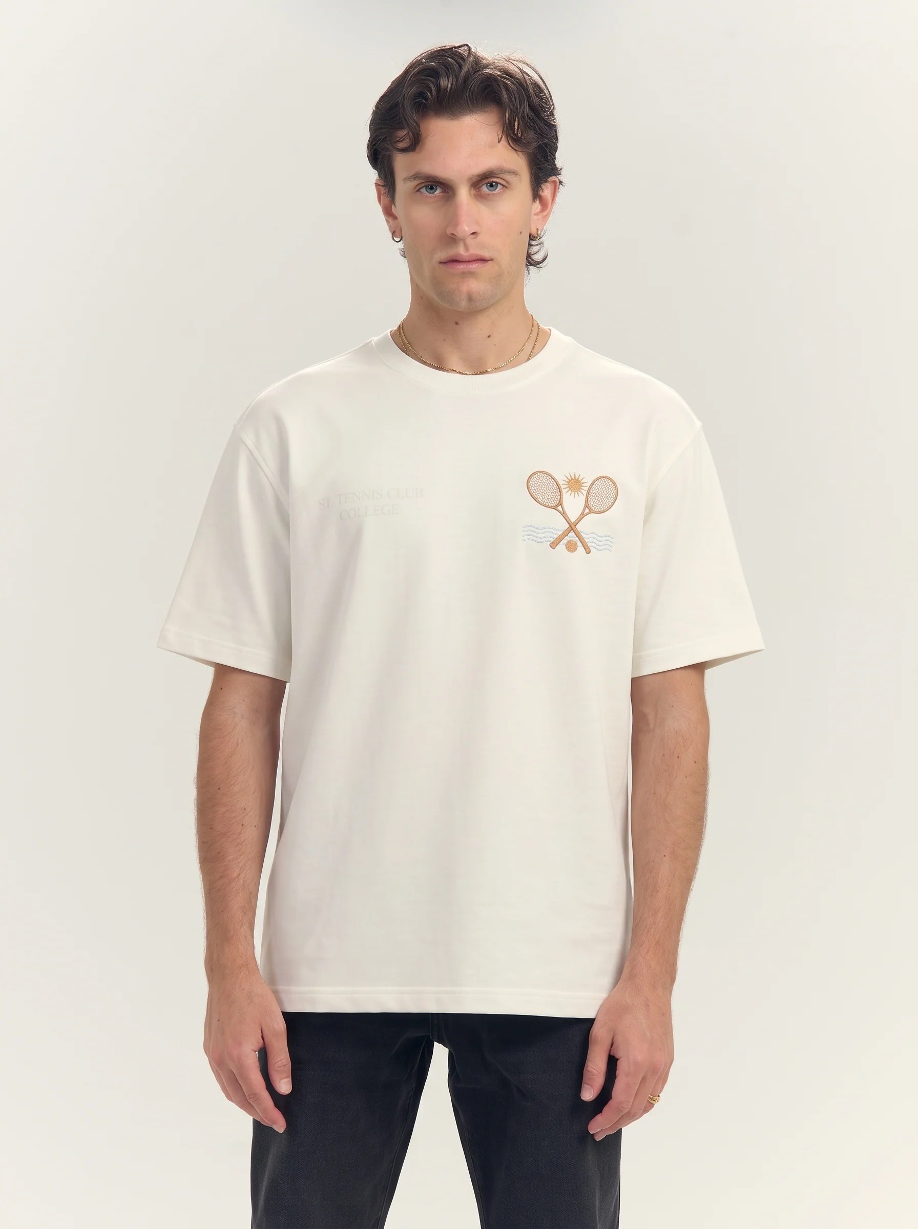 Men's Oversized "kntd club" Graphic Tee Off White