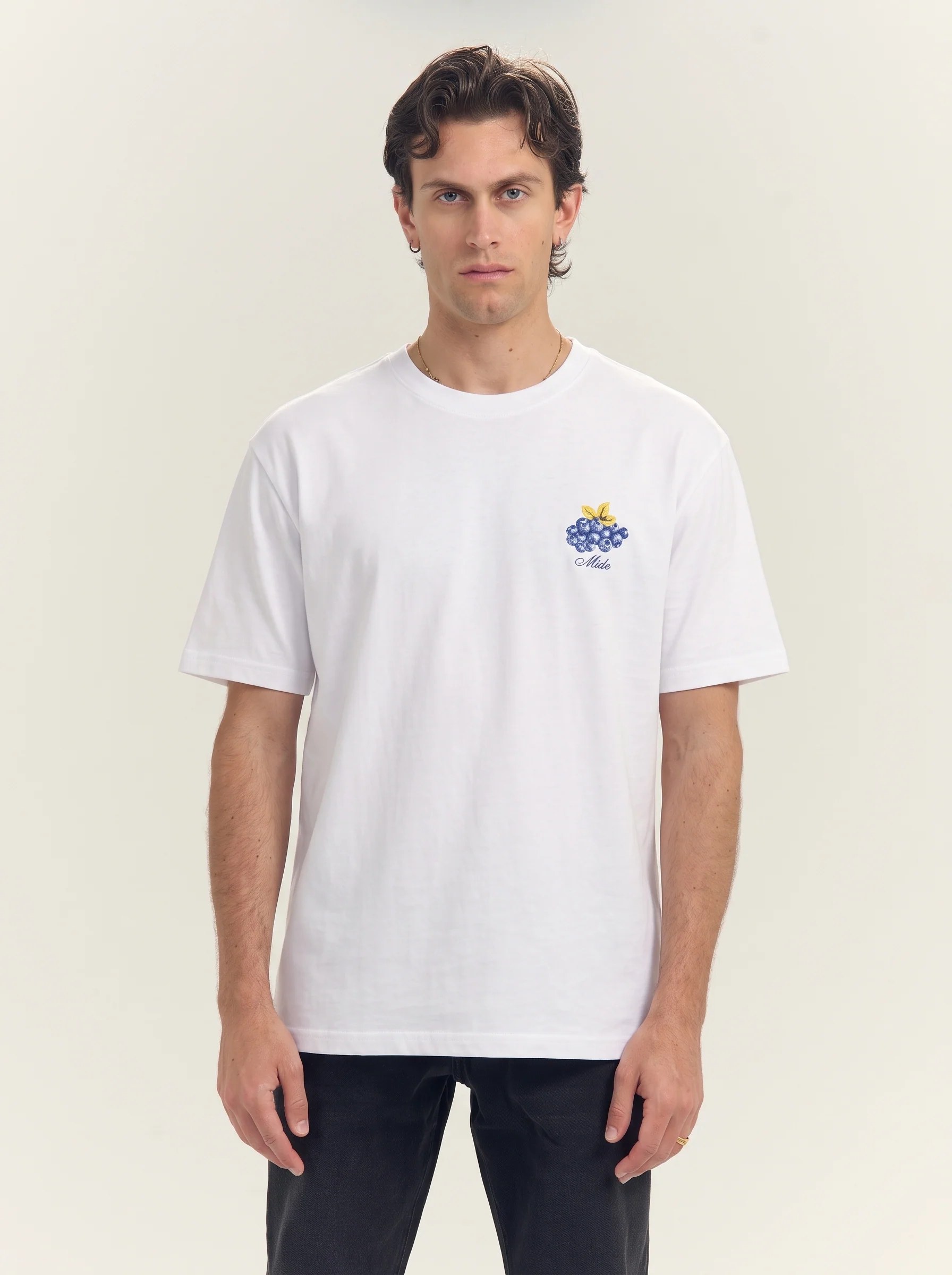 Men's Oversized Blueberry Graphic Tee Off White