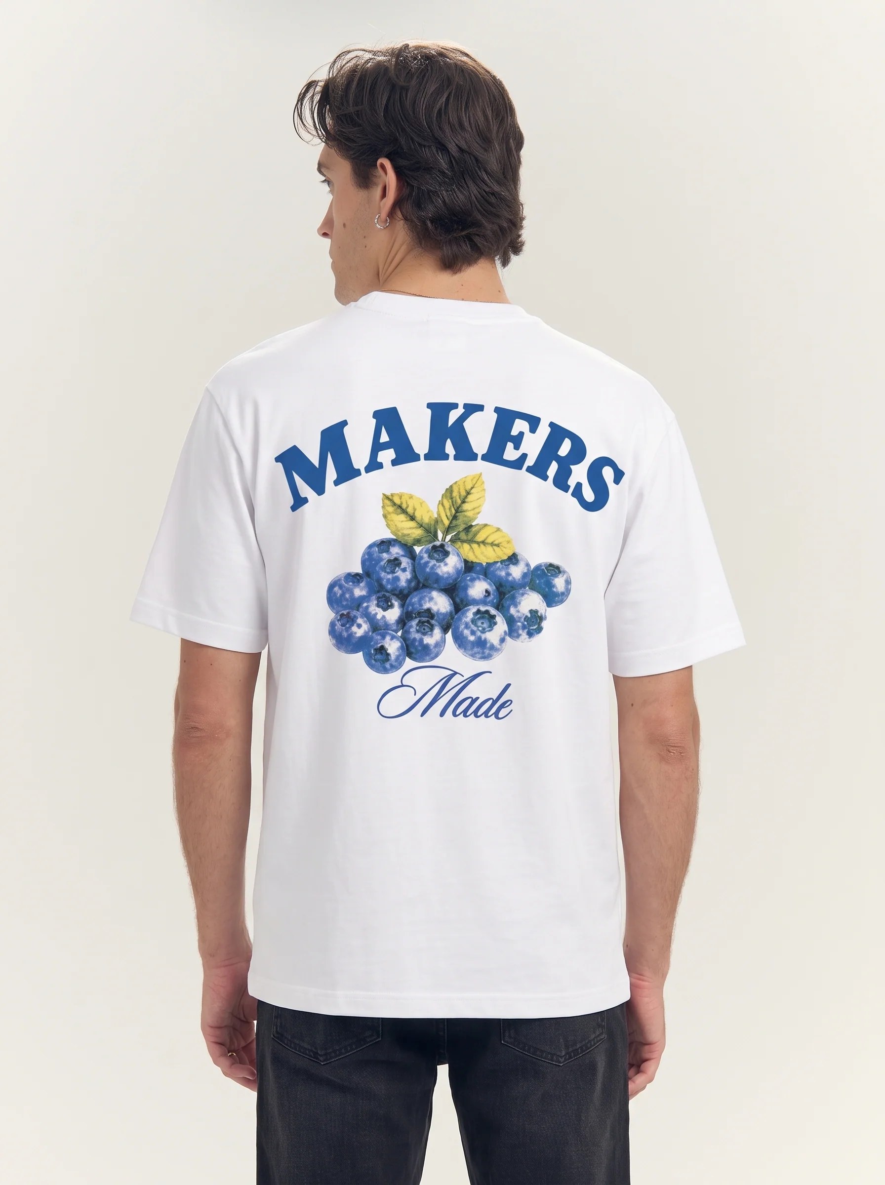 Men's Oversized Blueberry Graphic Tee Off White