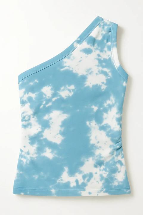 Tie Dye One Shoulder Shirt- sky blue