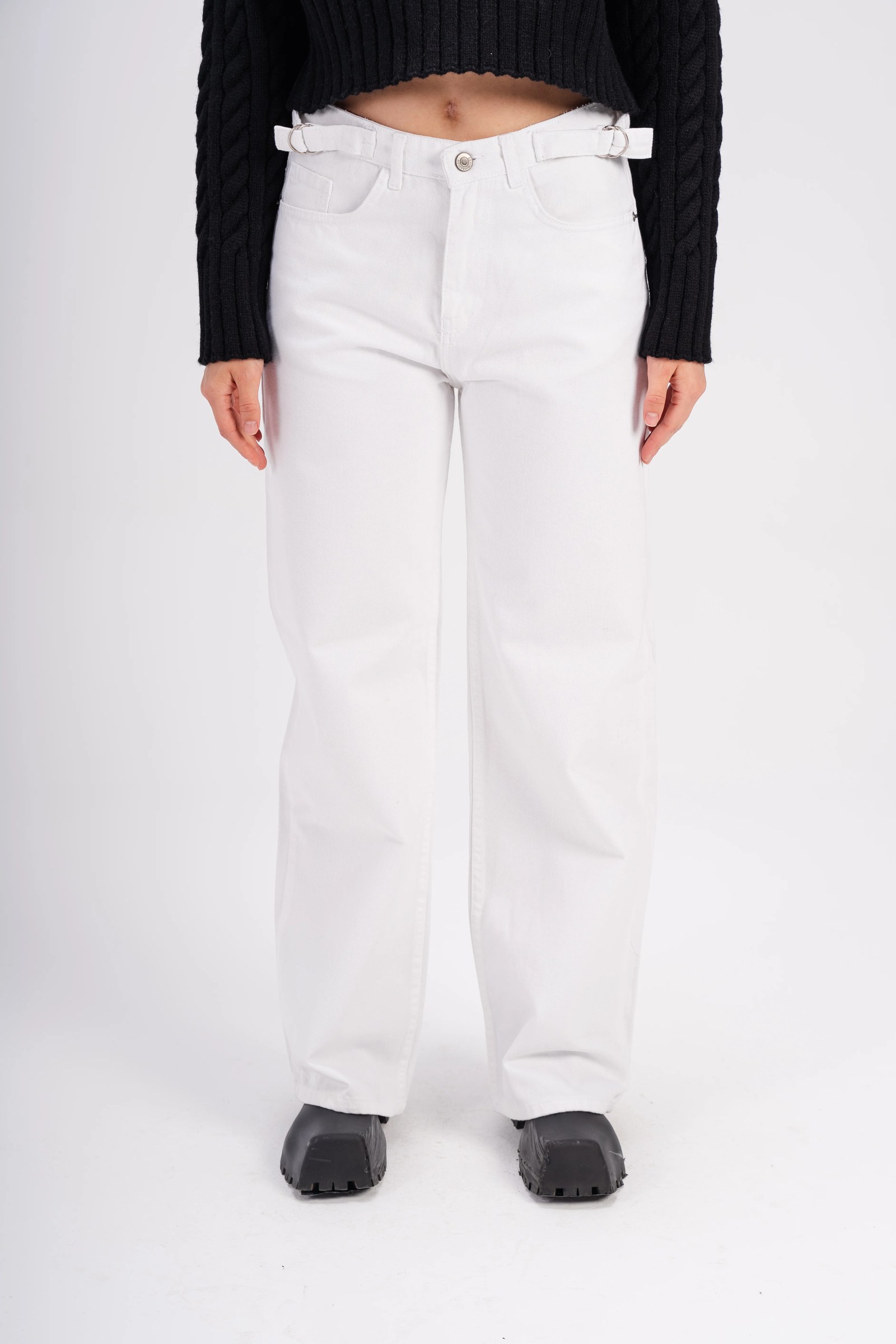 Wide, Modern White Gabardine Pants