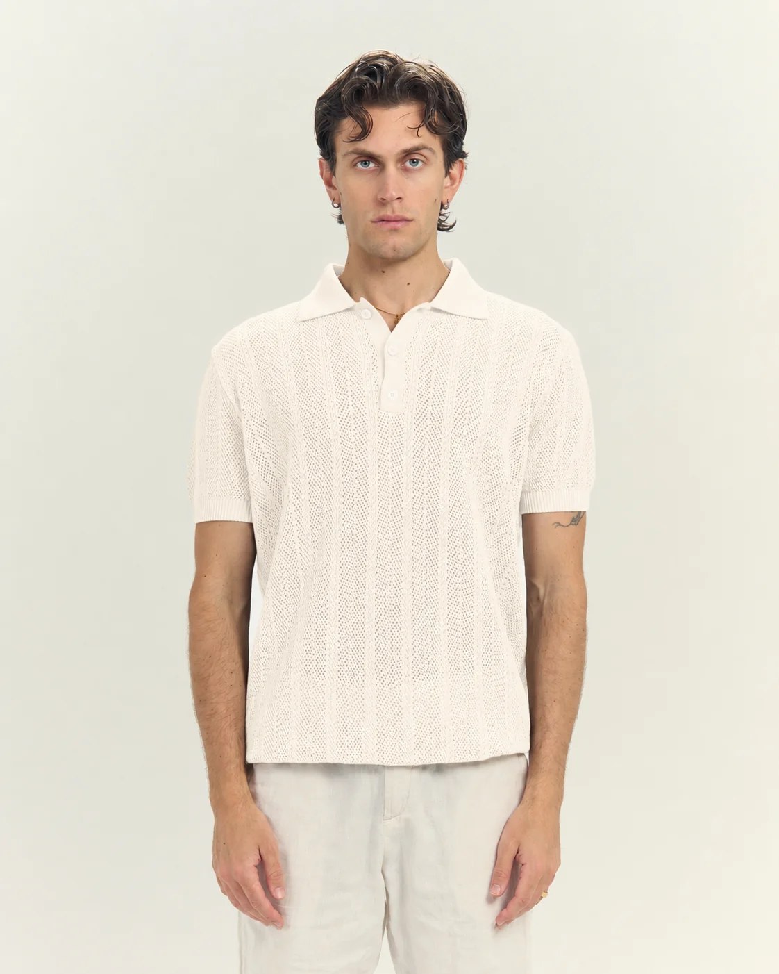 Knit Polo In Off White