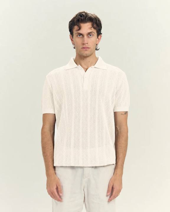 Knit Polo In Off White